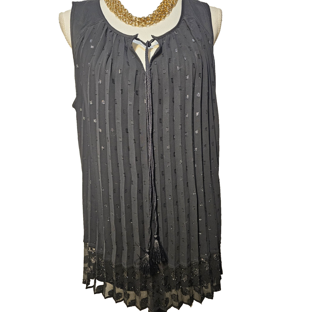 Lane Bryant Womens Black Pleated Embellished Dressy Tank Top Lined 16